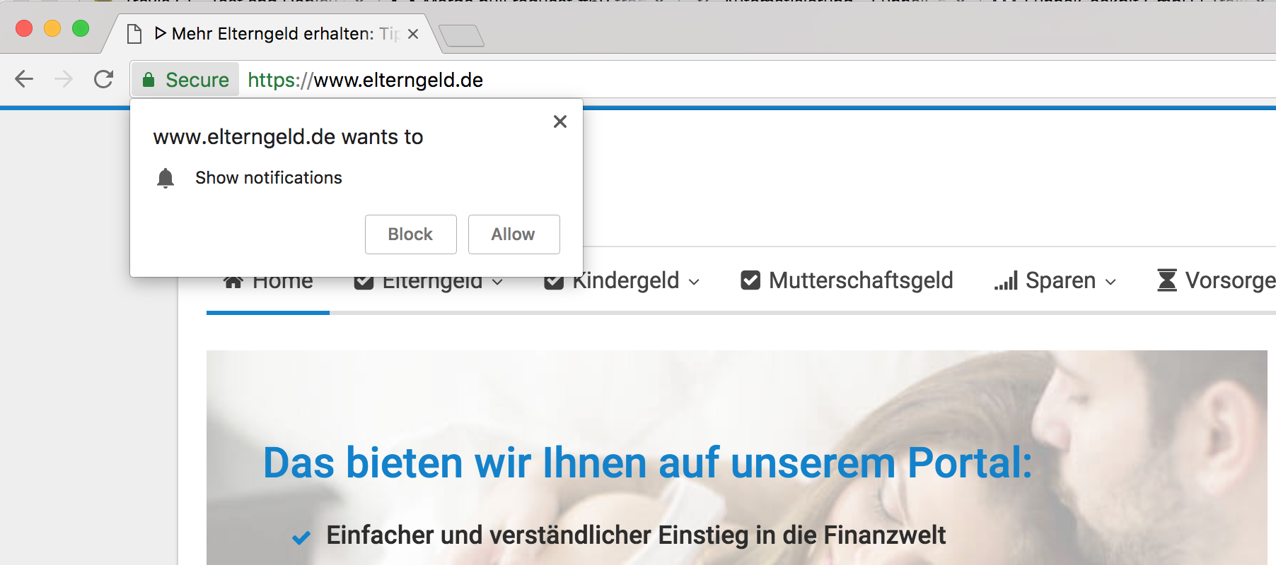 Elterngeld Push Nachrichten Opt-In