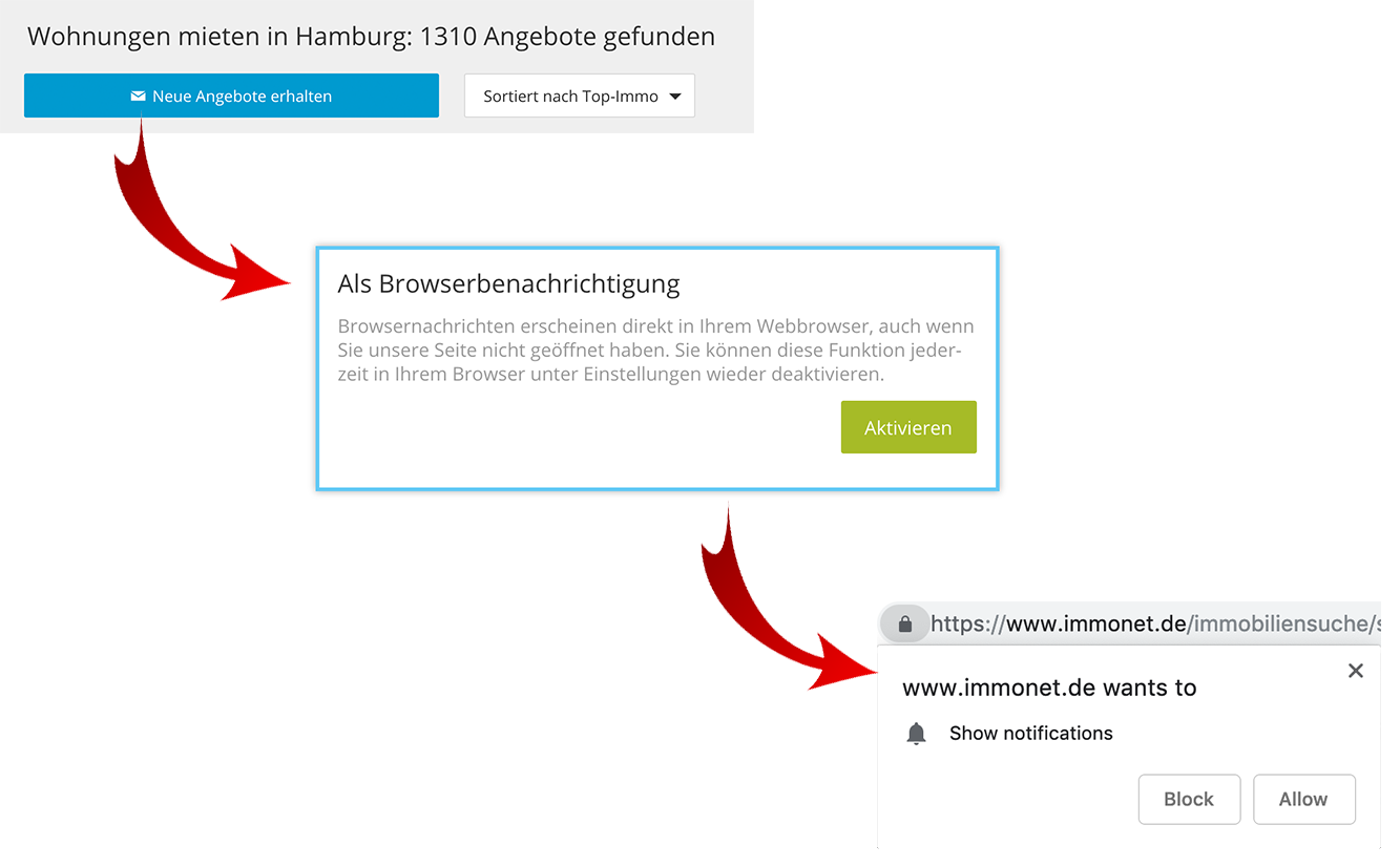Web Push Opt-In bei Immonet.de